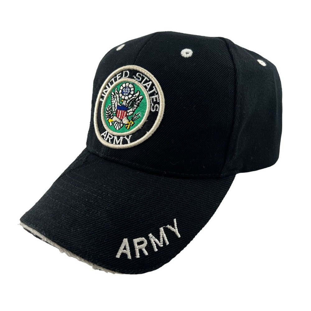 Ball Cap Black United States Army Seal Embroidered Adjustable Fit OS